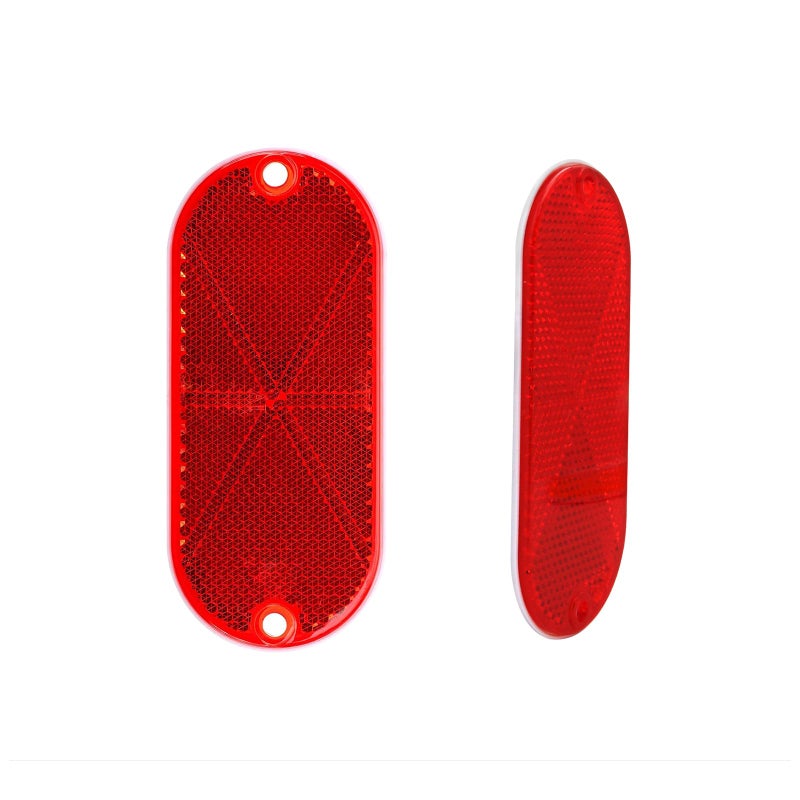 MFC PROã€‘ 2Pcs Plastic Oval Reflectors Red/Yellow/White Self Adhesive Or Drill Mount Quick Mount E4 Certified (Red) - Image 2